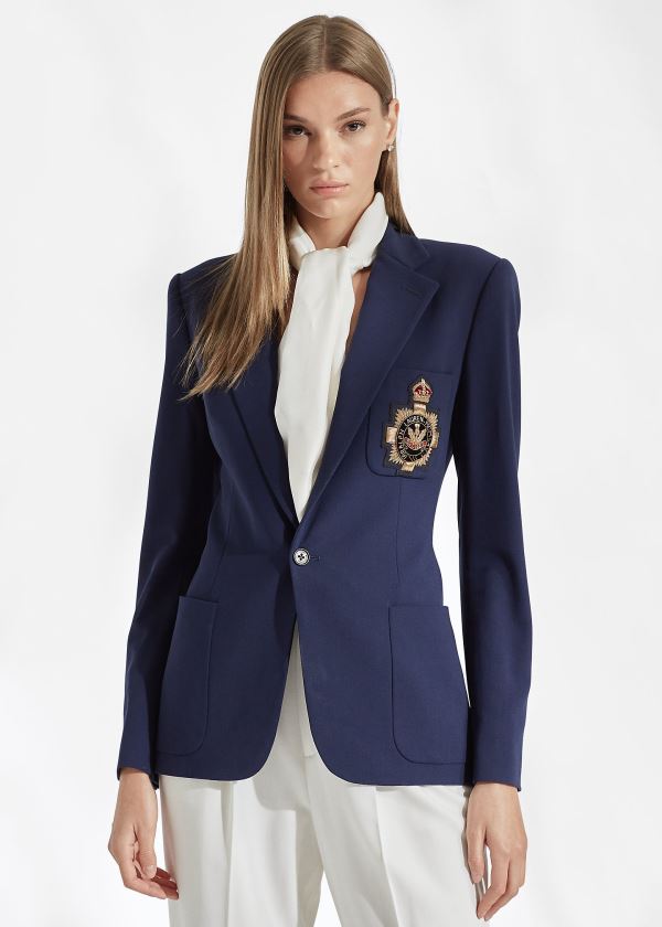 Chaquetas Ralph Lauren Mujer Azul Marino - Katherine Wool Crepe - CHEOK9281